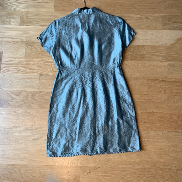 ICE Metallic Light Green Silk Shirtdress - Picture 9 of 10